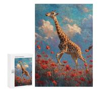 300 PCS Puzzle Per Adolescenti Giraffe in Poppy Field-1 Puzzle Per Adulti Migliorano La Memoria Difficili E Stimolanti Rompicapo Giochi Per Famiglie 300 PCS