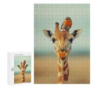 300 PCS Puzzle Per Adolescenti Giraffe Wildlife in Africa And Robin on Head Puzzle Per Adolescenti Giochi Per Famiglie Analisi E Sfida Educativa Logica 300 PCS