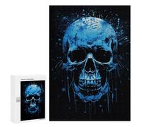 300 PCS Puzzle Per Adolescenti Glowing Blue Skull Artwork-3 Puzzle Per Adolescenti Gioco Rompicapo Migliora La Memoria Regali Di Natale Compleanno 300 PCS