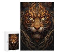 300 PCS Puzzle Per Adolescenti Golden Tiger Face Artwork Puzzle Per Adolescenti Analisi E Logica Difficile E Sfida Ideale Come Regalo 300 PCS