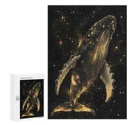 300 PCS Puzzle Per Adolescenti Golden Whale in Space Puzzle Per Adulti Gioco Pratico Difficile Difficile Unico Compleanno E Regali 300 PCS