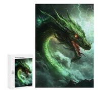 300 PCS Puzzle Per Adolescenti Green Dragon Art Print Puzzle Per Adolescenti Analisi E Logica Difficile E Sfida Ideale Come Regalo 300 PCS
