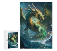 300 PCS Puzzle Per Adolescenti Green Sea Dragon Artwork Puzzle Per Adolescenti Taglio Di Precisione Aiuta L'esercizio Del Cervello Regali Per La Riduzione Dello Stress 300 PCS