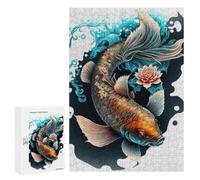 300 PCS Puzzle Per Adolescenti Japanese Koi Fish Puzzle Per Adolescenti Gioco Rompicapo Migliora La Memoria Regali Di Natale Compleanno 300 PCS