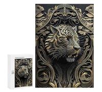 300 PCS Puzzle Per Adolescenti King Tiger Golden Art Deco Puzzle Per Adolescenti Gioco Rompicapo Migliora La Memoria Regali Di Natale Compleanno 300 PCS