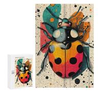 300 PCS Puzzle Per Adolescenti Ladybug Illustration Vibrant Ladybug Artwork in Abstract Style Puzzle Per Adulti Giochi Per Famiglie Taglio Di Precisione Difficile E Impegnativo 300 PCS