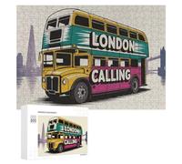300 PCS Puzzle Per Adolescenti London Calling Double Decker Bus Illustration Puzzle Per Adulti Giocattolo Decorazione Da Parete Un'opera D'arte Regalo Di Compleanno, Regali, 300 PCS