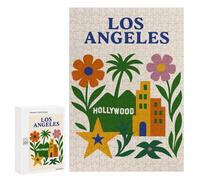 300 PCS Puzzle Per Adolescenti Los Angeles And Hollywood Illustration Puzzle Per Adulti Assemblaggio Del Modello Aiuta L'esercizio Del Cervello Giochi Stimolanti 300 PCS