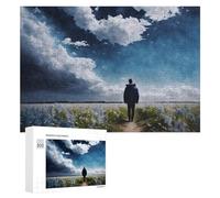300 PCS Puzzle Per Adolescenti Man Walking Through Flower Field Under Stormy Sky Puzzle Per Adolescenti Gioco Rompicapo Migliora La Memoria Regali Di Natale Compleanno 300 PCS