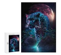 300 PCS Puzzle Per Adolescenti Neon Leopard in Space Puzzle Per Adolescenti Gioco Rompicapo Migliora La Memoria Regali Di Natale Compleanno 300 PCS