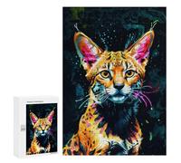 300 PCS Puzzle Per Adolescenti Neon Serval Cat Puzzle Per Adolescenti Giochi Per Famiglie Analisi E Sfida Educativa Logica 300 PCS