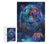 300 PCS Puzzle Per Adolescenti Neon Tiger Art Print-7 Puzzle Per Adolescenti Analisi E Logica Difficile E Sfida Ideale Come Regalo 300 PCS
