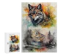 300 PCS Puzzle Per Adolescenti Nightfall Majesty Wolf Art Puzzle Per Adolescenti Giochi Per Famiglie Analisi E Sfida Educativa Logica 300 PCS