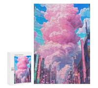 300 PCS Puzzle Per Adolescenti Pink Cloud Cityscape Puzzle Per Adolescenti Antistress Ogni Pezzo È Unico - Ideale Come Regalo Per Tutta La Famiglia 300 PCS