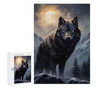 300 PCS Puzzle Per Adolescenti Puzzle Black Wolf in Snowy Mountains Puzzle Per Adulti Gioco Pratico Assemblaggio Del Modello Regali Unici Per Compleanno E Natale 300 PCS