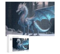 300 PCS Puzzle Per Adolescenti Puzzle Blue Ice Dragon in Winter Forest Puzzle Per Adulti Gioco Rompicapo Ma Divertente E Umoristico Aiuta L'esercizio Del Cervello 300 PCS