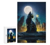 300 PCS Puzzle Per Adolescenti Puzzle Cat Moon And Stars 2 Puzzle Per Adulti Gioco Pratico Assemblaggio Del Modello Regali Unici Per Compleanno E Natale 300 PCS