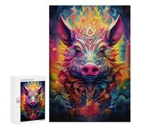 300 PCS Puzzle Per Adolescenti Puzzle Colorful Pig Portrait Puzzle Per Adulti Gioco Pratico Assemblaggio Del Modello Regali Unici Per Compleanno E Natale 300 PCS