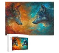 300 PCS Puzzle Per Adolescenti Puzzle Fire And Ice Wolves Artwork Puzzle Per Adulti Gioco Pratico Assemblaggio Del Modello Regali Unici Per Compleanno E Natale 300 PCS