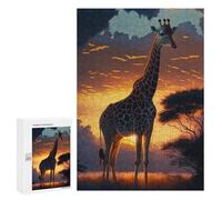 300 PCS Puzzle Per Adolescenti Puzzle Giraffe Animal Sunset Puzzle Per Adulti Gioco Pratico Assemblaggio Del Modello Regali Unici Per Compleanno E Natale 300 PCS