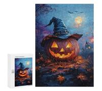 300 PCS Puzzle Per Adolescenti Puzzle Halloween Jack-o'-Lantern with Witch Hat Puzzle Per Adolescenti Sfida Difficile Ogni Pezzo È Unico - Giocattoli Educativi Per L'apprendimento 300 PCS