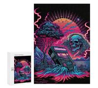 300 PCS Puzzle Per Adolescenti Puzzle Neon Retro Skull Scene Puzzle Per Adulti Gioco Pratico Assemblaggio Del Modello Regali Unici Per Compleanno E Natale 300 PCS