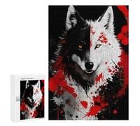 300 PCS Puzzle Per Adolescenti Puzzle Wolf in Red And Black Puzzle Per Adulti Gioco Rompicapo Ma Divertente E Umoristico Aiuta L'esercizio Del Cervello 300 PCS