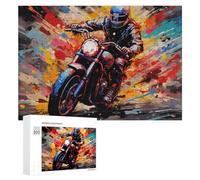300 PCS Puzzle Per Adolescenti Rider in Motion Motorcycle Artwork Puzzle Per Adulti Gioco Per Famiglie Un'opera D'arte Regali Unici Per Compleanno E Natale 300 PCS