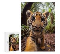 300 PCS Puzzle Per Adolescenti Selfie of A Young Tiger Puzzle Per Adulti Gioco Pratico Assemblaggio Di Modelli Regali Unici Per Compleanno E Natale 300 PCS