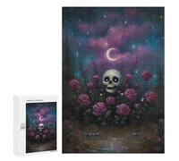 300 PCS Puzzle Per Adolescenti Skull, Roses, And Crescent Moon Painting Puzzle Per Adolescenti Giochi Per Famiglie Analisi E Sfida Educativa Logica 300 PCS