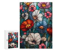 300 PCS Puzzle Per Adolescenti Stained Glass Floral Panel-1 Puzzle Per Adolescenti Attività Familiari Interazione Genitore-figlio Regali Per Amici E Familiari 300 PCS