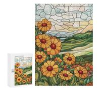 300 PCS Puzzle Per Adolescenti Stained Glass Flowers & Landscape Puzzle Per Adulti Gioco Pratico Difficile Difficile Unico Compleanno E Regali 300 PCS