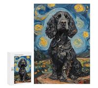 300 PCS Puzzle Per Adolescenti Starry Night Cocker Spaniel Art Print-4 Puzzle Per Adolescenti Attività Familiari Interazione Genitore-figlio Regali Per Amici E Familiari 300 PCS