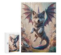 300 PCS Puzzle Per Adolescenti Unicorn Wolf Pup with Dragon Wings Puzzle Per Adolescenti Giochi Per Famiglie Analisi E Sfida Educativa Logica 300 PCS