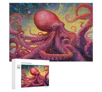 300 PCS Puzzle Per Adolescenti Vibrant Octopus in Abstract Ocean Artwork -1 Puzzle Per Adolescenti Gioco Rompicapo Migliora La Memoria Regali Di Natale Compleanno 300 PCS