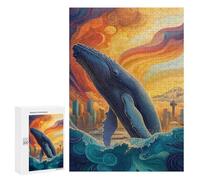 300 PCS Puzzle Per Adolescenti Whale Leaping Cityscape Puzzle Per Adulti Gioco Pratico Assemblaggio Di Modelli Regali Unici Per Compleanno E Natale 300 PCS