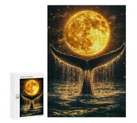300 PCS Puzzle Per Adolescenti Whale Tail And Full Moon Puzzle Per Adulti Gioco Pratico Regalo Per Donne Aiuta L'esercizio Del Cervello 300 PCS