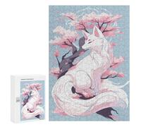 300 PCS Puzzle Per Adolescenti White Kitsune Sakura Tree Puzzle Per Adolescenti Gioco Rompicapo Migliora La Memoria Regali Di Natale Compleanno 300 PCS