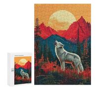 300 PCS Puzzle Per Adolescenti Wolf Howling at Sunset Puzzle Per Adolescenti Antistress Ogni Pezzo È Unico - Ideale Come Regalo Per Tutta La Famiglia 300 PCS
