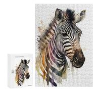 300 PCS Puzzle Per Adolescenti Zebra in Watercolor Puzzle Per Adulti Giocattolo Decorazione Da Parete Un'opera D'arte Regalo Di Compleanno, Regali, 300 PCS