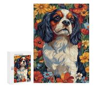 300 PCS Puzzle Per Adulti Cavalier King Charles Spaniel in Flowers Dog Wall Art Print Puzzle Per Adulti Giochi Rilassanti Corsa Di Velocità Manuale È Ideale Come Regalo 300 PCS