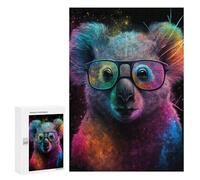 300 PCS Puzzle Per Adulti Colorful Koala with Glasses Puzzle Per Adolescenti Migliora La Memoria Ogni Pezzo È Unico - Giocattoli Educativi Per L'apprendimento 300 PCS