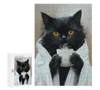 300 PCS Puzzle Per Adulti Cozy Cat with Coffee Mug -4 Puzzle Per Adolescenti Migliora La Memoria Difficile E Stimolante È Ideale Come Regalo 300 PCS