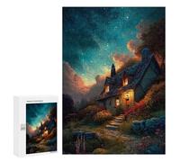 300 PCS Puzzle Per Adulti Cozy Cottage Under Starry Sky Puzzle Per Adolescenti Migliora La Memoria Difficile E Stimolante È Ideale Come Regalo 300 PCS