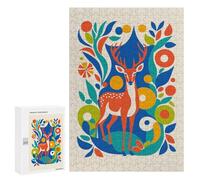 300 PCS Puzzle Per Adulti Deer in Floral Pattern Puzzle Per Adolescenti Difficile Difficile Ogni Pezzo È Unico - Gioco Divertente E Stimolante Per Tutta La Famiglia 300 PCS