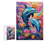 300 PCS Puzzle Per Adulti E Adolescenti Colorful Dolphins Underwater Puzzle Per Adulti Giochi Per Famiglie Quadri Da Parete Ideali Come Regalo 300 PCS