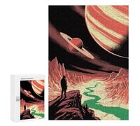 300 PCS Puzzle Per Adulti E Adolescenti Man on Alien Planet with Planets Puzzle Gioco Pratico Corsa Di Velocità Manuale Regali Unici Per Compleanno E Natale 300 PCS
