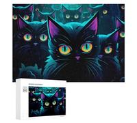 300 PCS Puzzle Per Adulti E Adolescenti Neon Cats A Mystical Gathering Puzzle Per Adulti Giochi Per Famiglie Quadri Da Parete Ideali Come Regalo 300 PCS