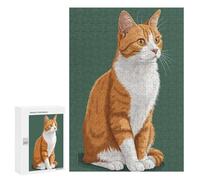 300 PCS Puzzle Per Adulti E Adolescenti Orange And White Cat Illustration Puzzle Gioco Pratico Corsa Di Velocità Manuale Regali Unici Per Compleanno E Natale 300 PCS