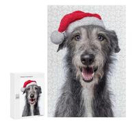 300 PCS Puzzle Per Adulti E Adolescenti Scottish Deerhound Dog with Santa Hat Portrait Puzzle Per Adulti: Giochi Rilassanti Che Migliorano La Memoria. Regali Unici Per Compleanno E Natale 300 PCS